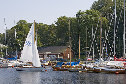 Segelbtar i hus hamn