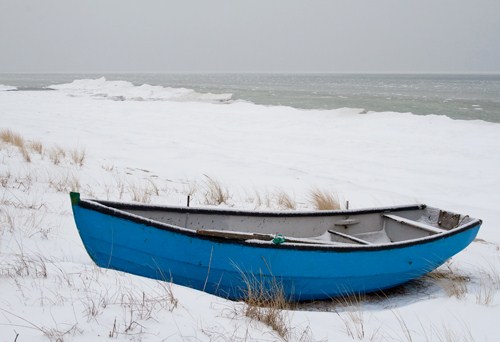 lfiskebt p stranden